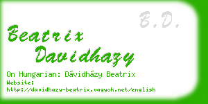 beatrix davidhazy business card